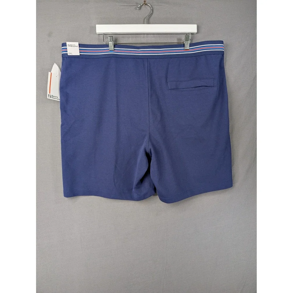 Sports‎ Illustrated Mens 2XL Blue Knit Golf Athletic Shorts Striped Waistband